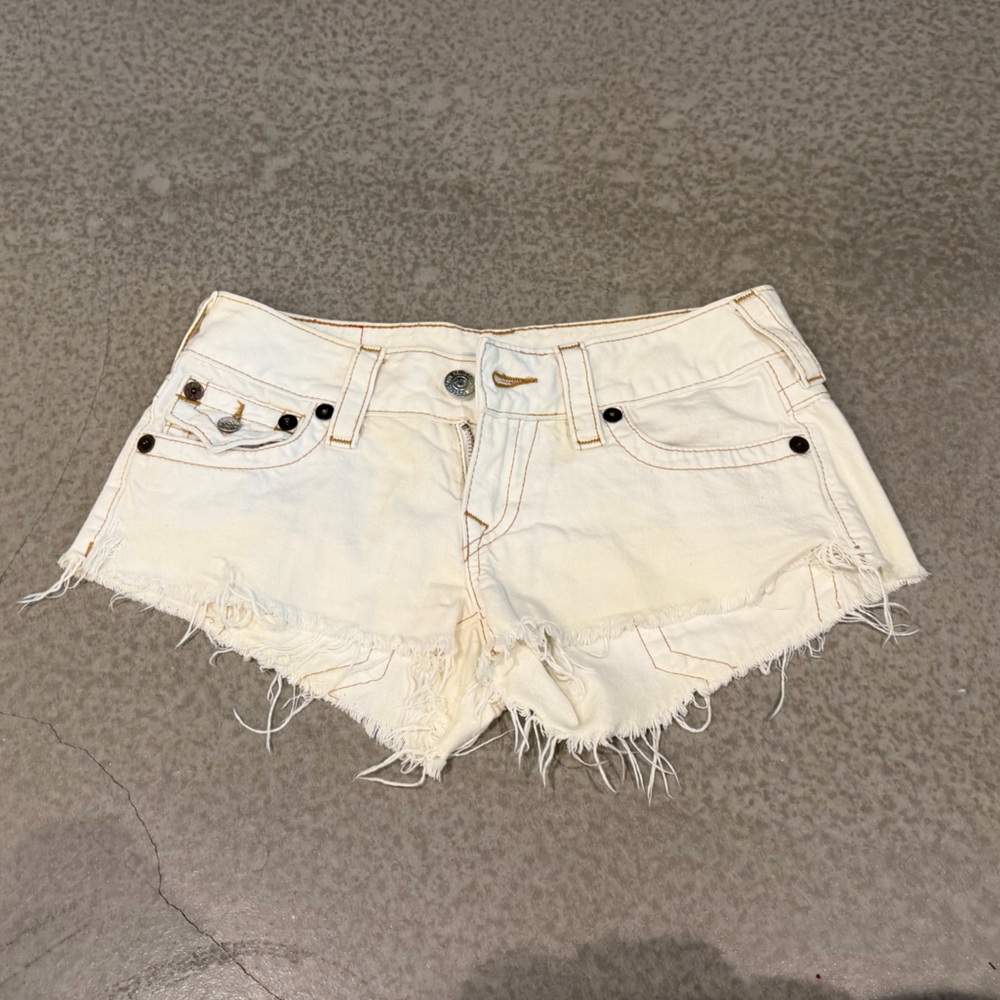 True Religion Off-White Jean Shorts